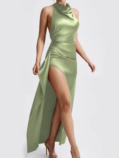 Elegant Solid Color Lace Up Evening Dress For Women Sexy High Waist Slim Fit Gorgeous High-End Prom Dress